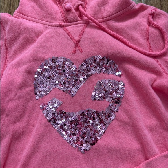Y2k Hollister pink sequined heart pull over hoodie bella swan - Picture 5 of 5
